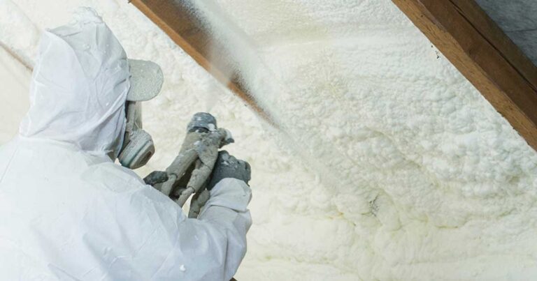 Spray foam insulation installation by Insulation Builders